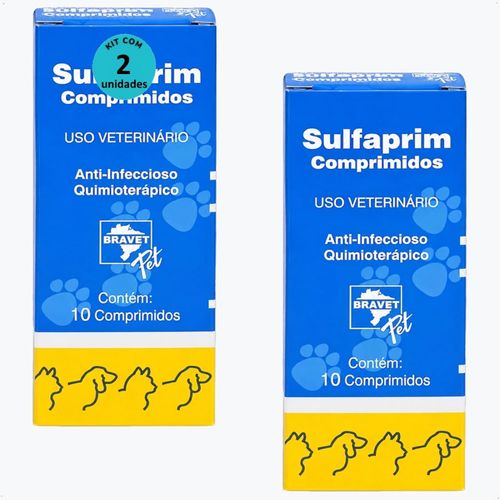 SULFAPRIM BRAVET COM 10 COMPRIMIDOS KIT COM 2